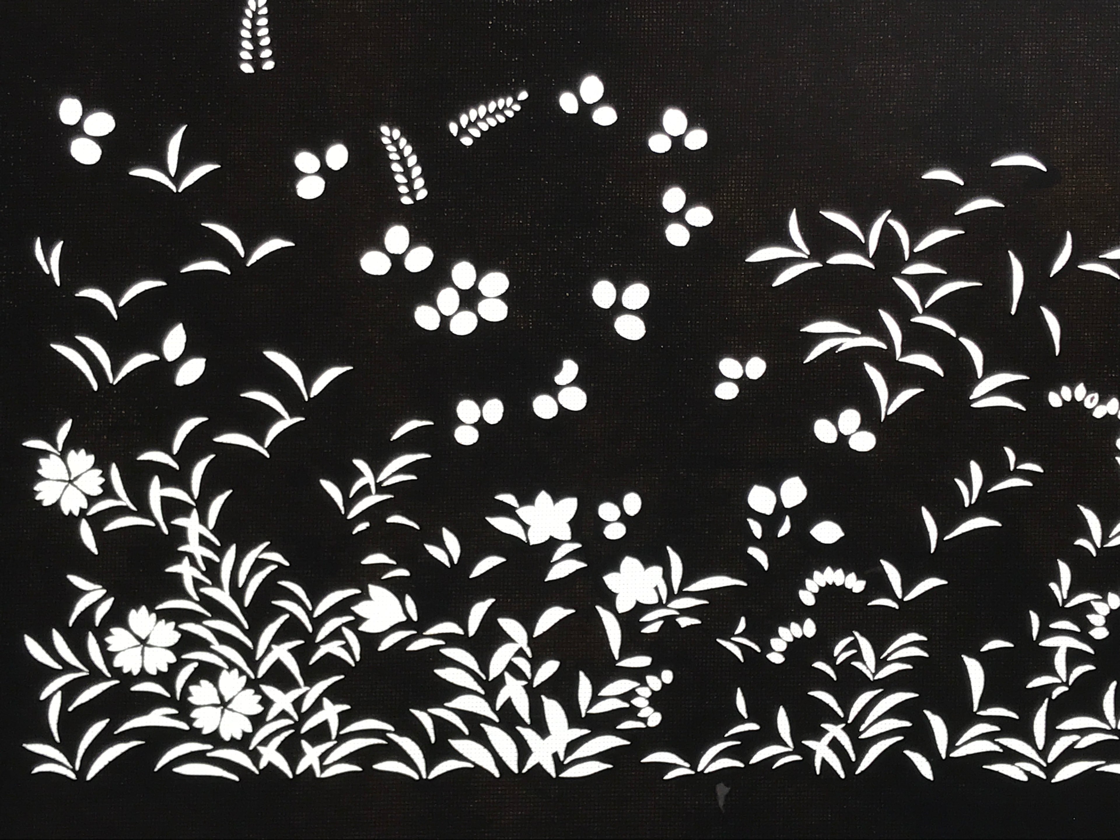 Japanese Katagami Paper Kimono Stencil Vtg Katazome Flower Garden Design A812