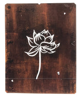 Japanese Katagami Paper Kimono Stencil Vtg Katazome Lotus Flower Hasu A819