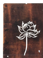 Japanese Katagami Paper Kimono Stencil Vtg Katazome Lotus Flower Hasu A819