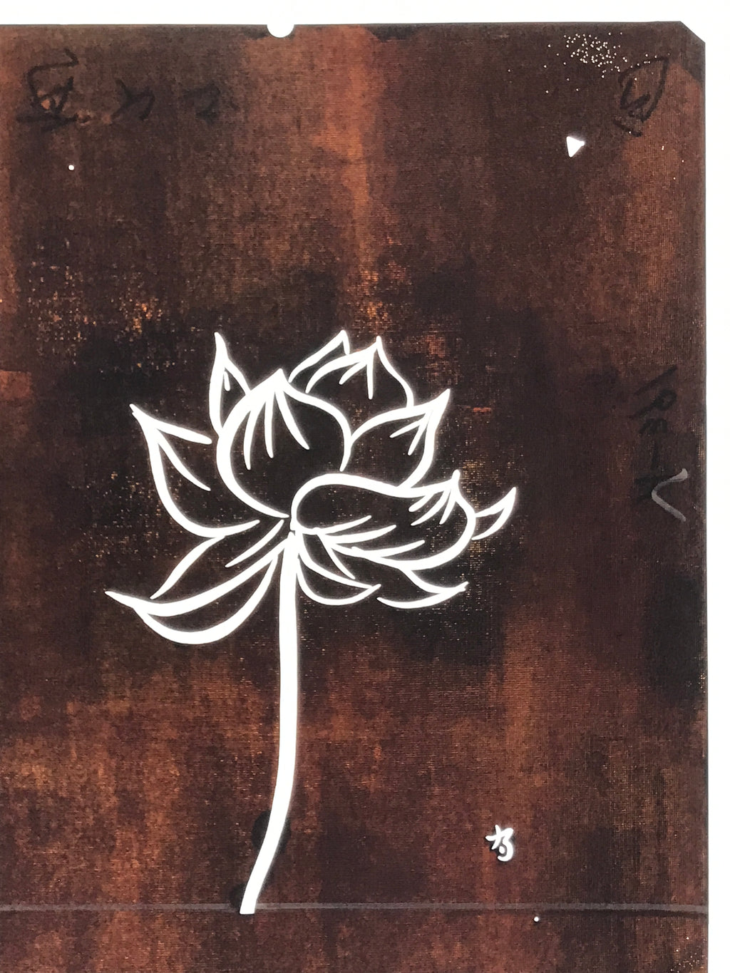 Japanese Katagami Paper Kimono Stencil Vtg Katazome Lotus Flower Hasu A819