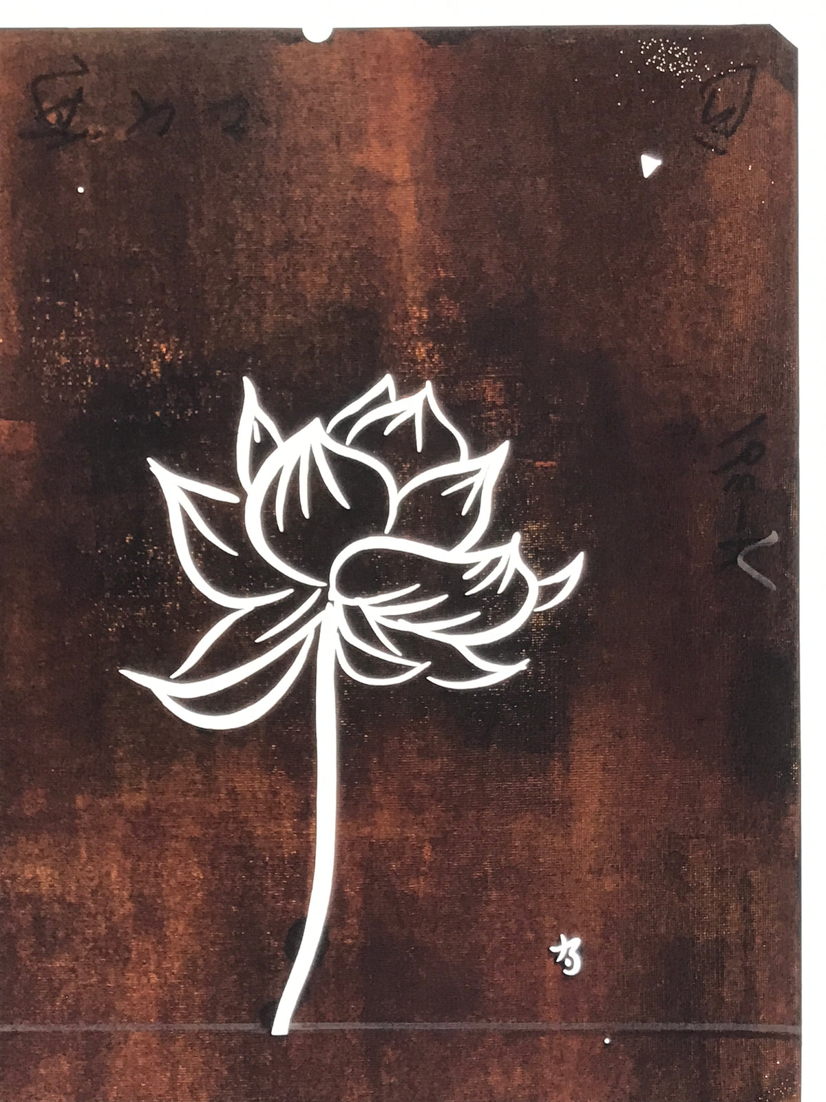 Japanese Katagami Paper Kimono Stencil Vtg Katazome Lotus Flower Hasu A819