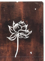 Japanese Katagami Paper Kimono Stencil Vtg Katazome Lotus Flower Hasu A819