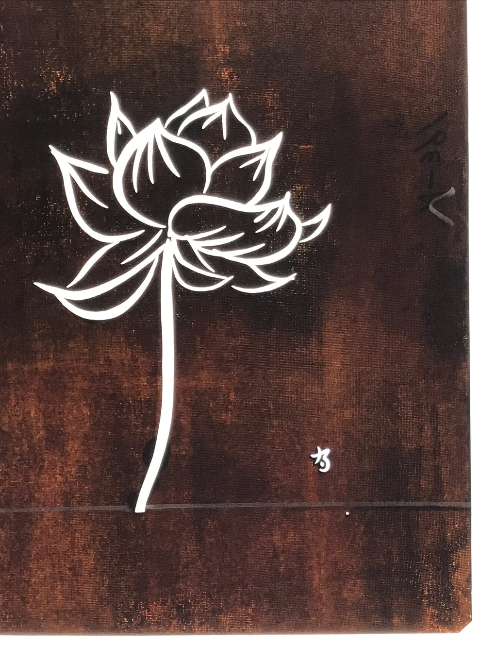 Japanese Katagami Paper Kimono Stencil Vtg Katazome Lotus Flower Hasu A819