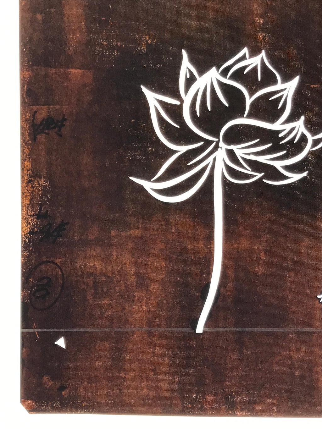 Japanese Katagami Paper Kimono Stencil Vtg Katazome Lotus Flower Hasu A819