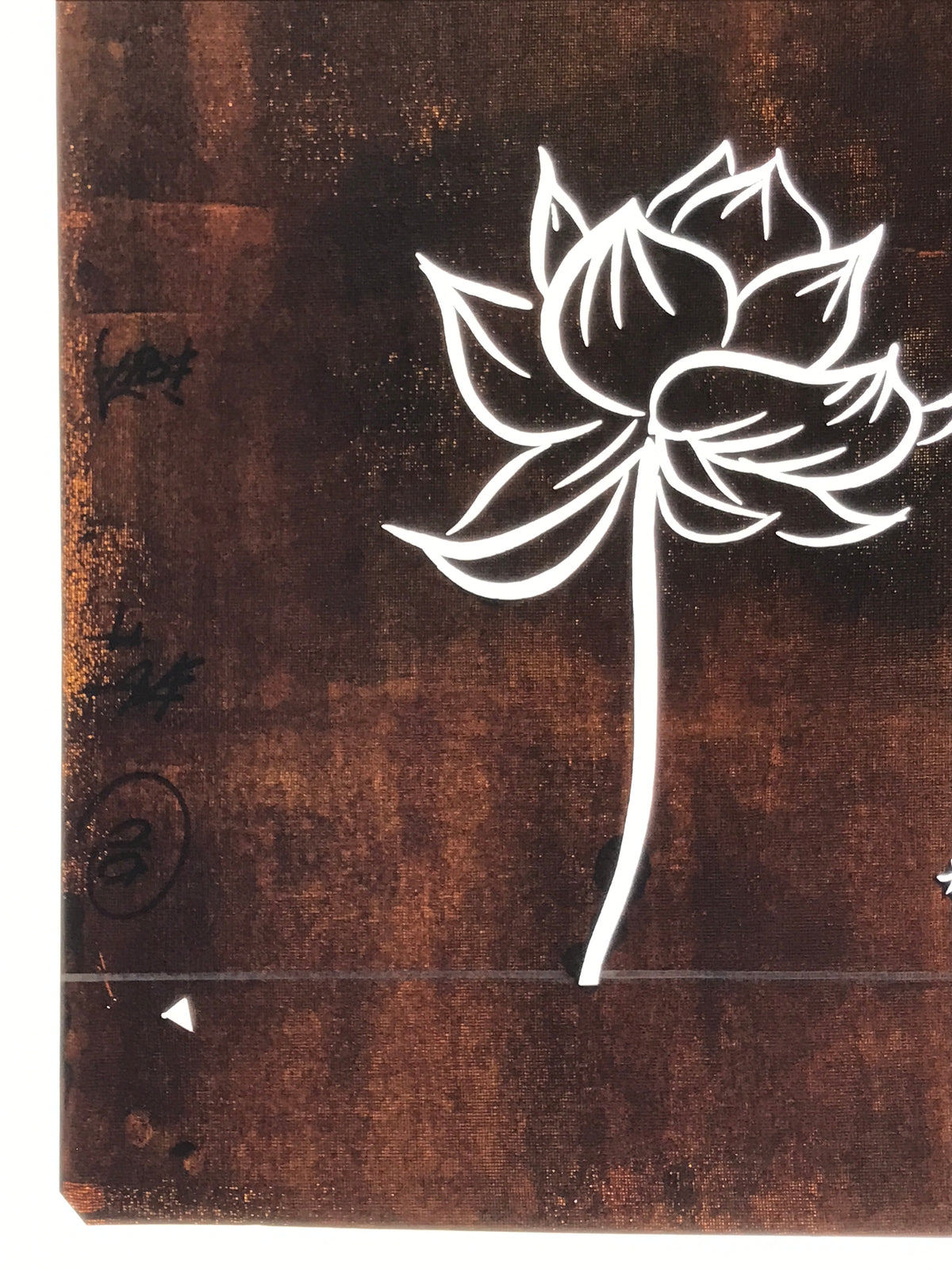 Japanese Katagami Paper Kimono Stencil Vtg Katazome Lotus Flower Hasu A819