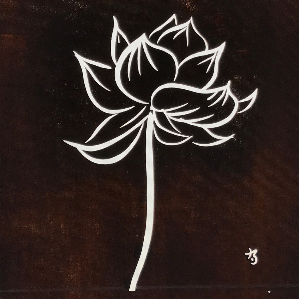 Japanese Katagami Paper Kimono Stencil Vtg Katazome Lotus Flower Hasu A819