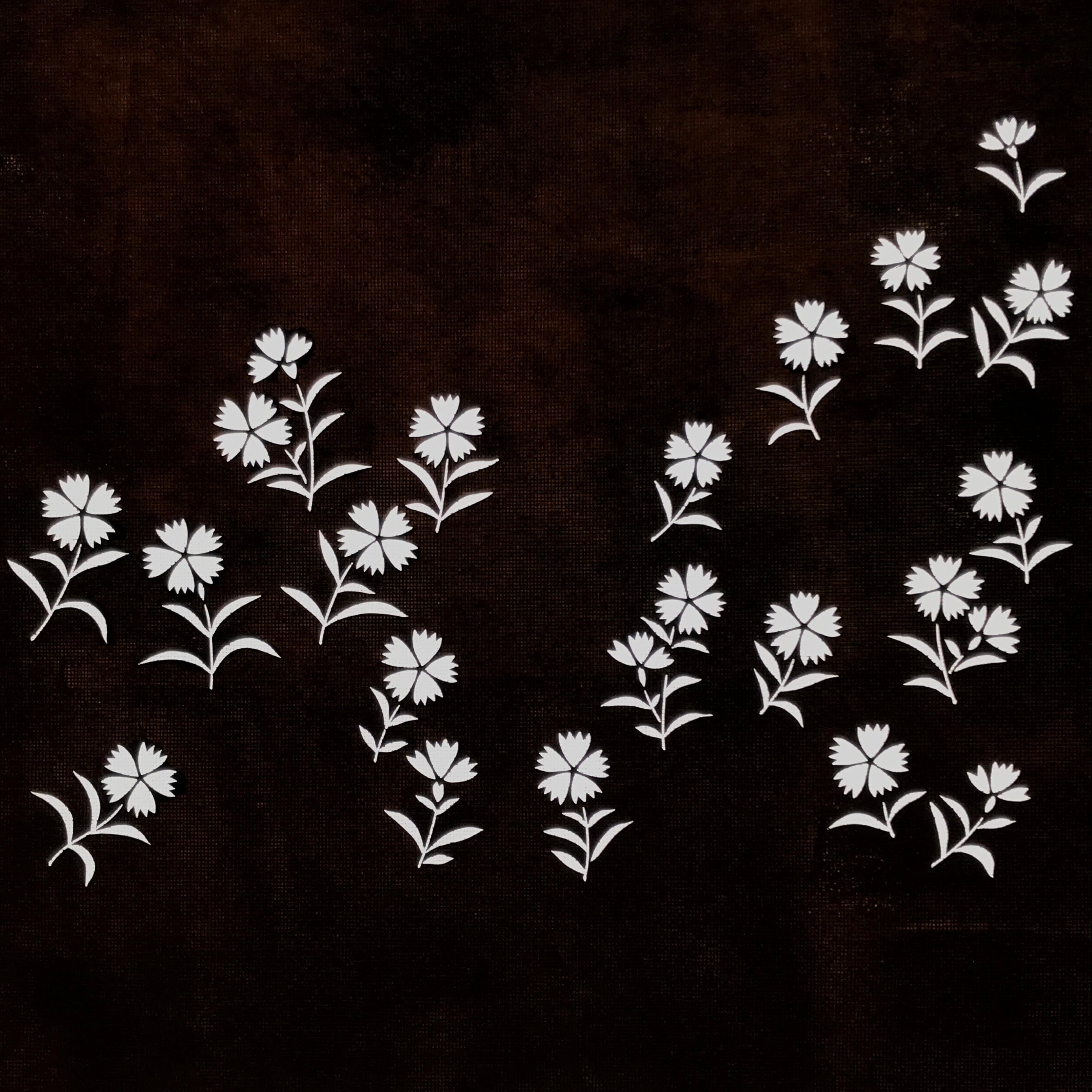 Japanese Katagami Paper Kimono Stencil Vtg Katazome Nadeshiko Carnations A811
