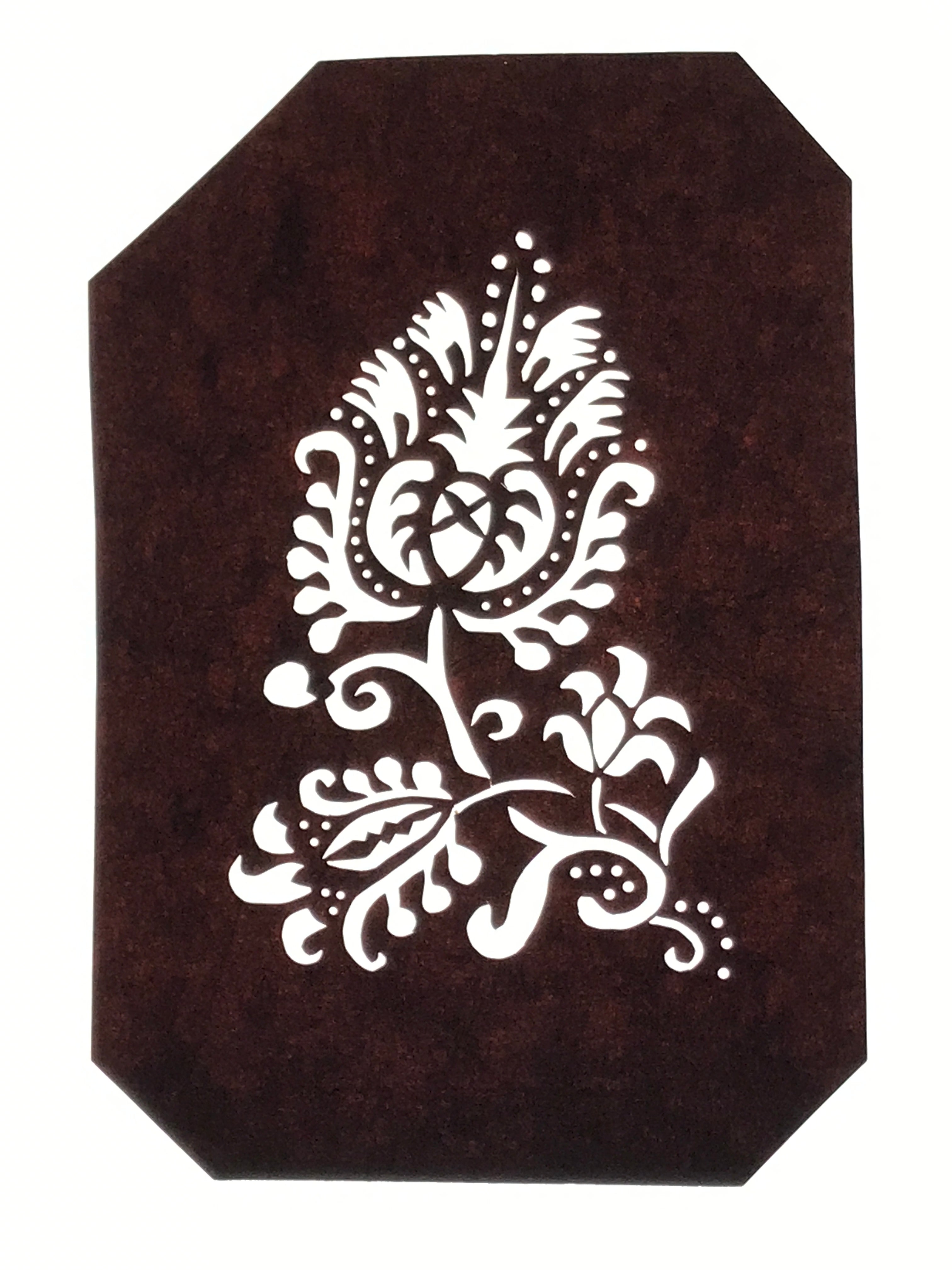 Japanese Katagami Paper Kimono Stencil Vtg Katazome Plants Floral Design A888