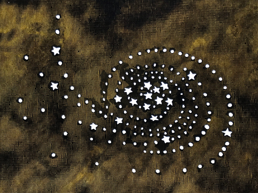 Japanese Katagami Paper Kimono Stencil Vtg Katazome Star Universe Swirl A806
