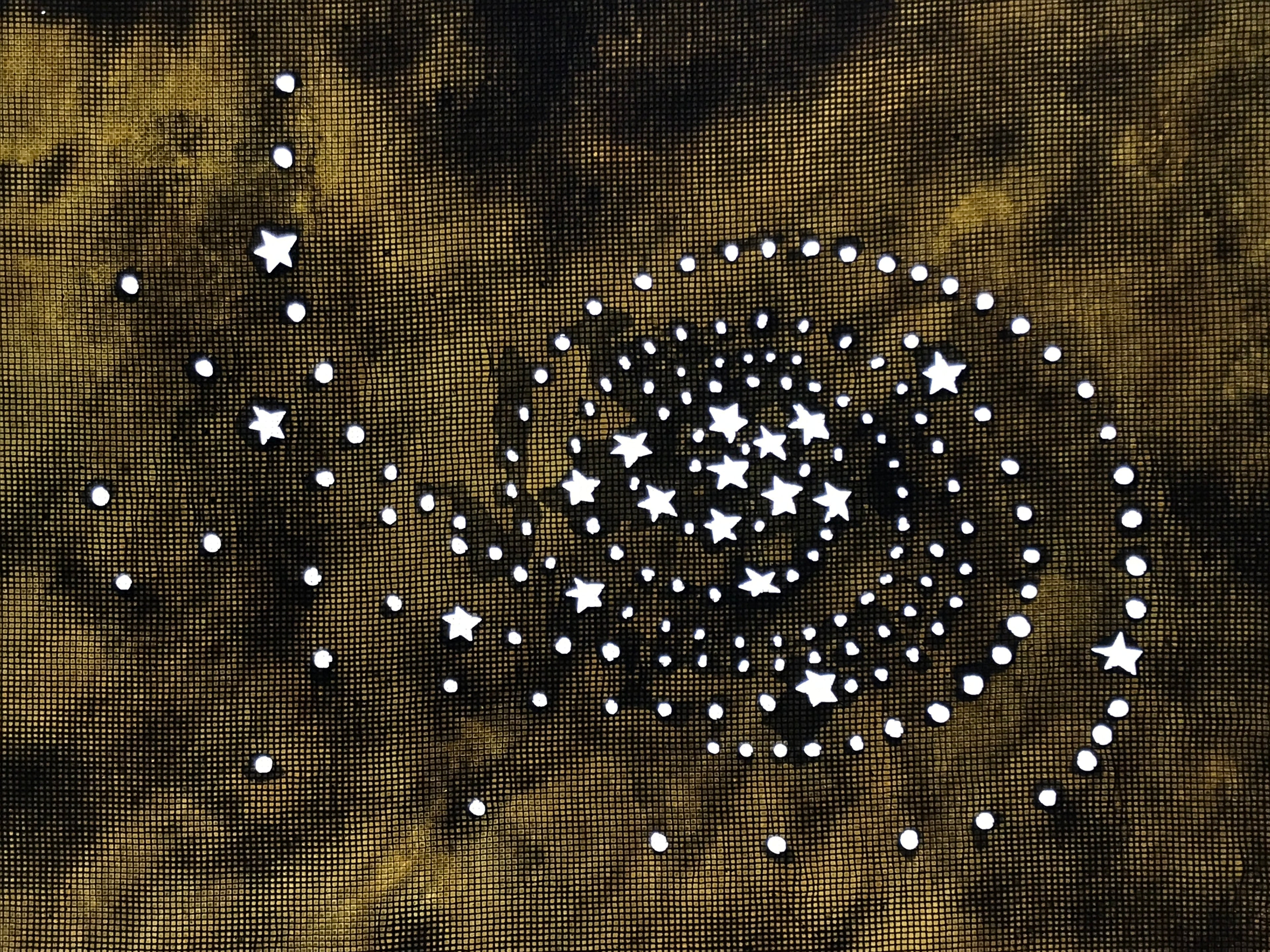 Japanese Katagami Paper Kimono Stencil Vtg Katazome Star Universe Swirl A806