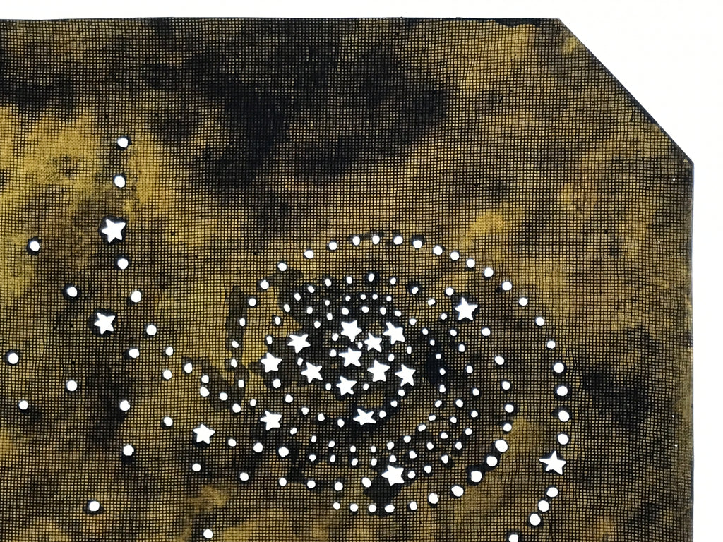Japanese Katagami Paper Kimono Stencil Vtg Katazome Star Universe Swirl A806