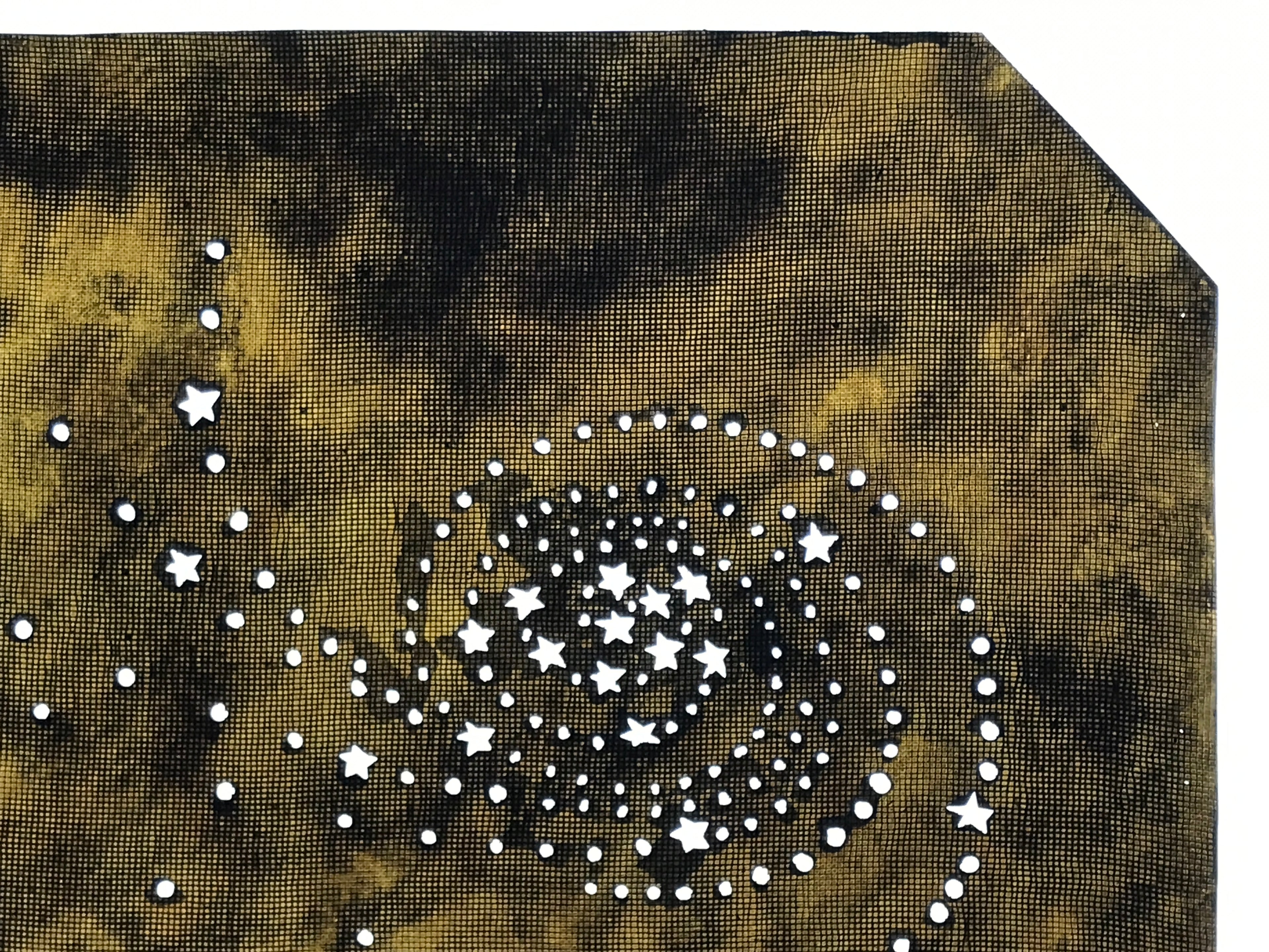 Japanese Katagami Paper Kimono Stencil Vtg Katazome Star Universe Swirl A806
