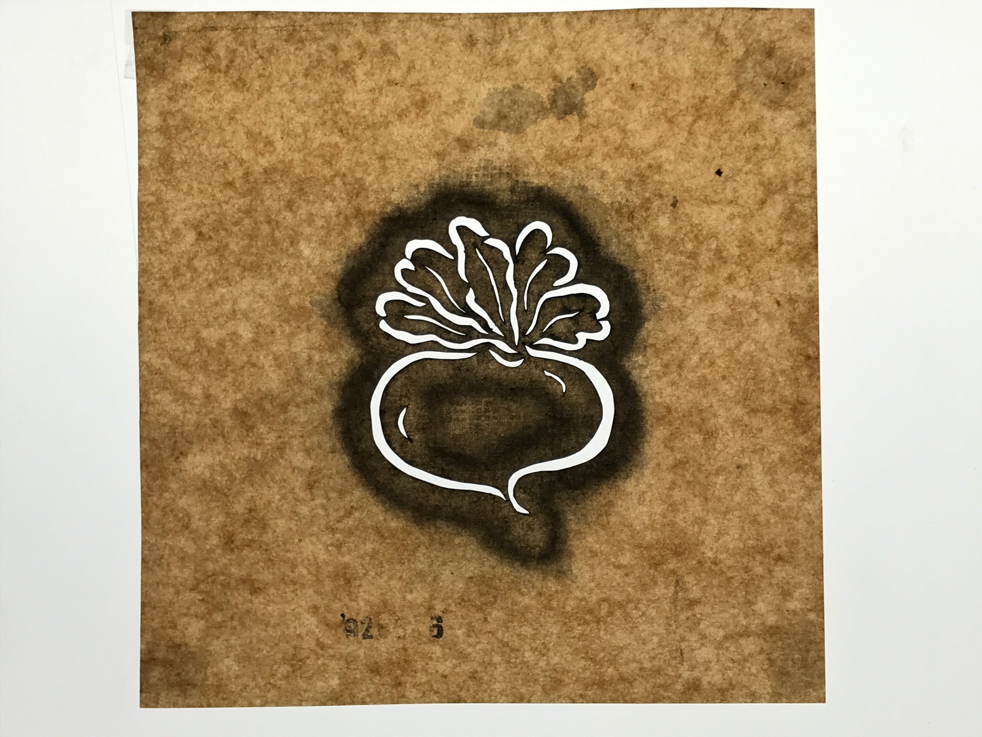 Japanese Katagami Paper Kimono Stencil Vtg Katazome Turnip Kabu Vegetable A887