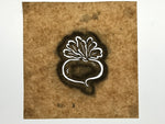 Japanese Katagami Paper Kimono Stencil Vtg Katazome Turnip Kabu Vegetable A887