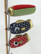 Japanese Kimekomi Koinobori Vtg Children Day Festival Blue Red Gold ID554