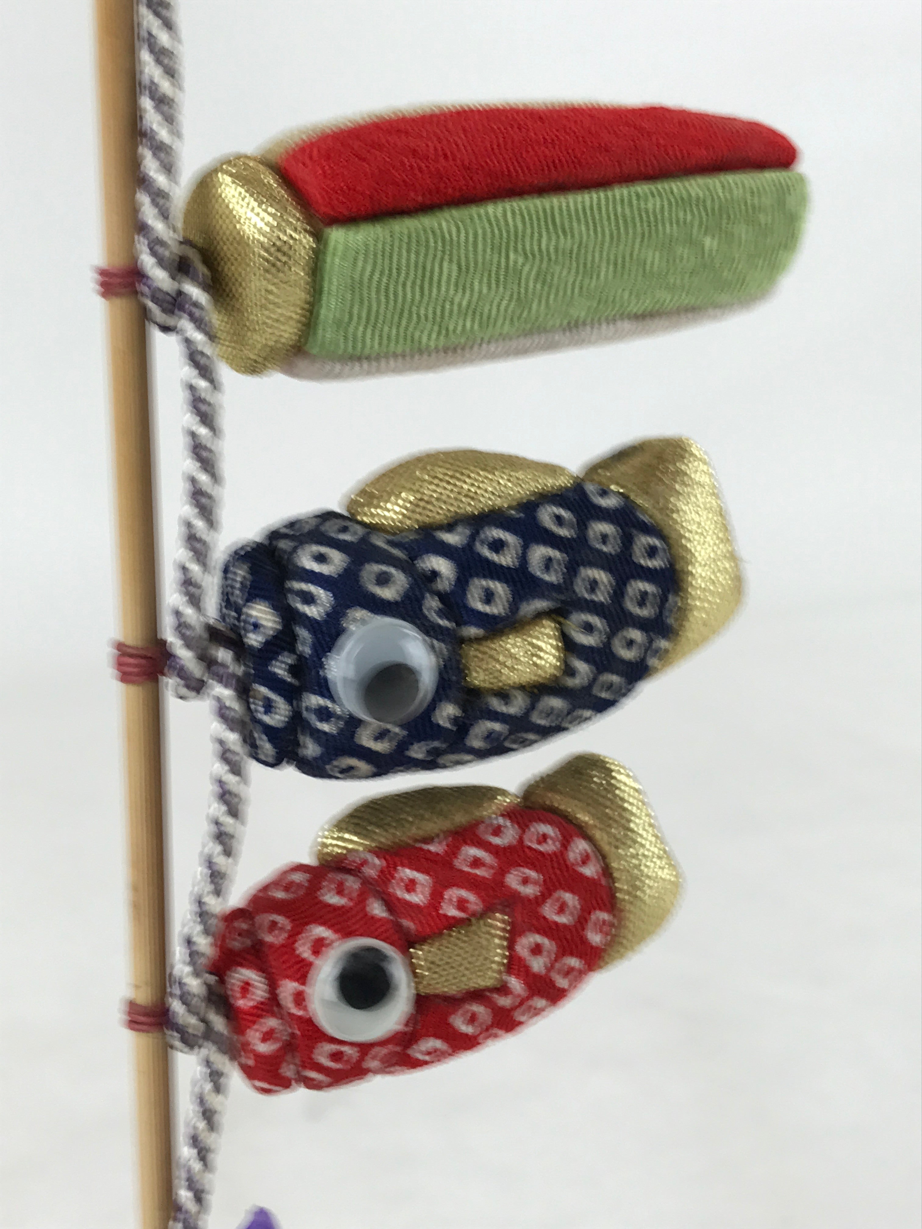 Japanese Kimekomi Koinobori Vtg Children Day Festival Blue Red Gold ID554