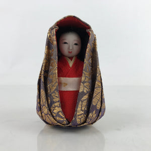 Japanese Kimono Daruma Hina Doll Vtg Girls Festival Purple Gold Red ID592