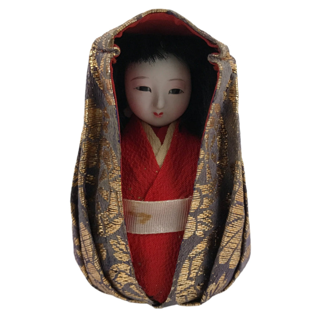 Japanese Kimono Daruma Hina Doll Vtg Girls Festival Purple Gold Red ID592