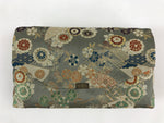 Japanese Kimono Dress Clutch Bag Vtg Green Flowers Ceremony Occasion KB68