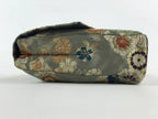 Japanese Kimono Dress Clutch Bag Vtg Green Flowers Ceremony Occasion KB68
