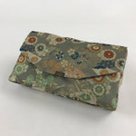 Japanese Kimono Dress Clutch Bag Vtg Green Flowers Ceremony Occasion KB68