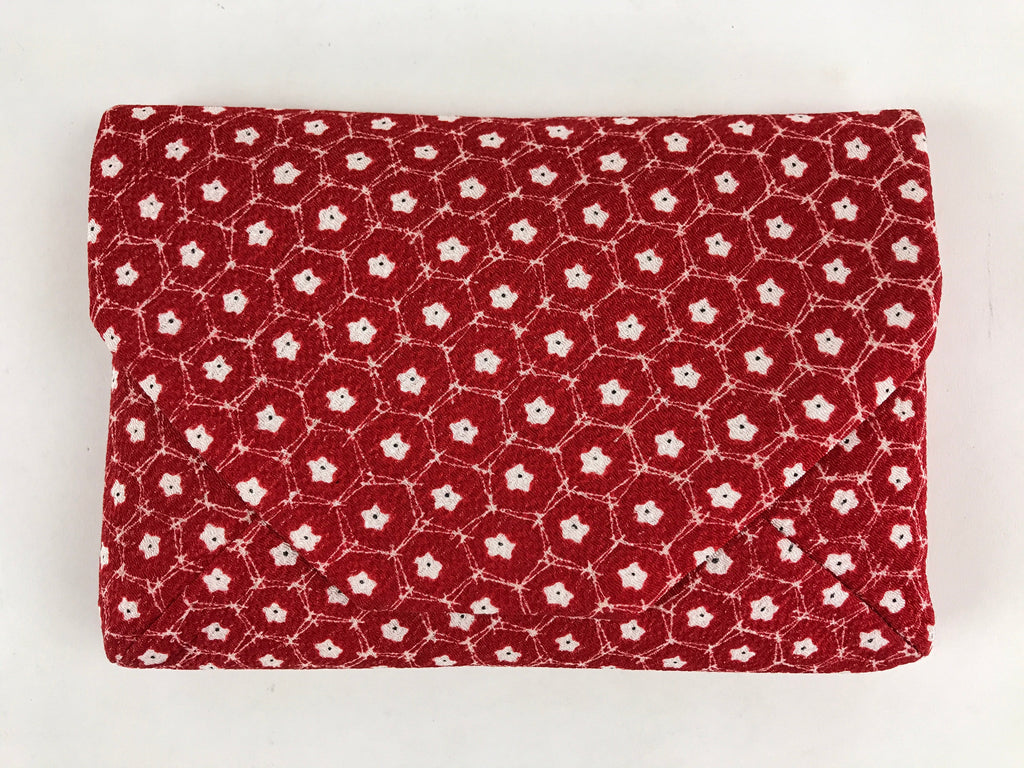 Japanese Kimono Dress Clutch Bag Vtg Red Flowers Ceremony Occasion KB67