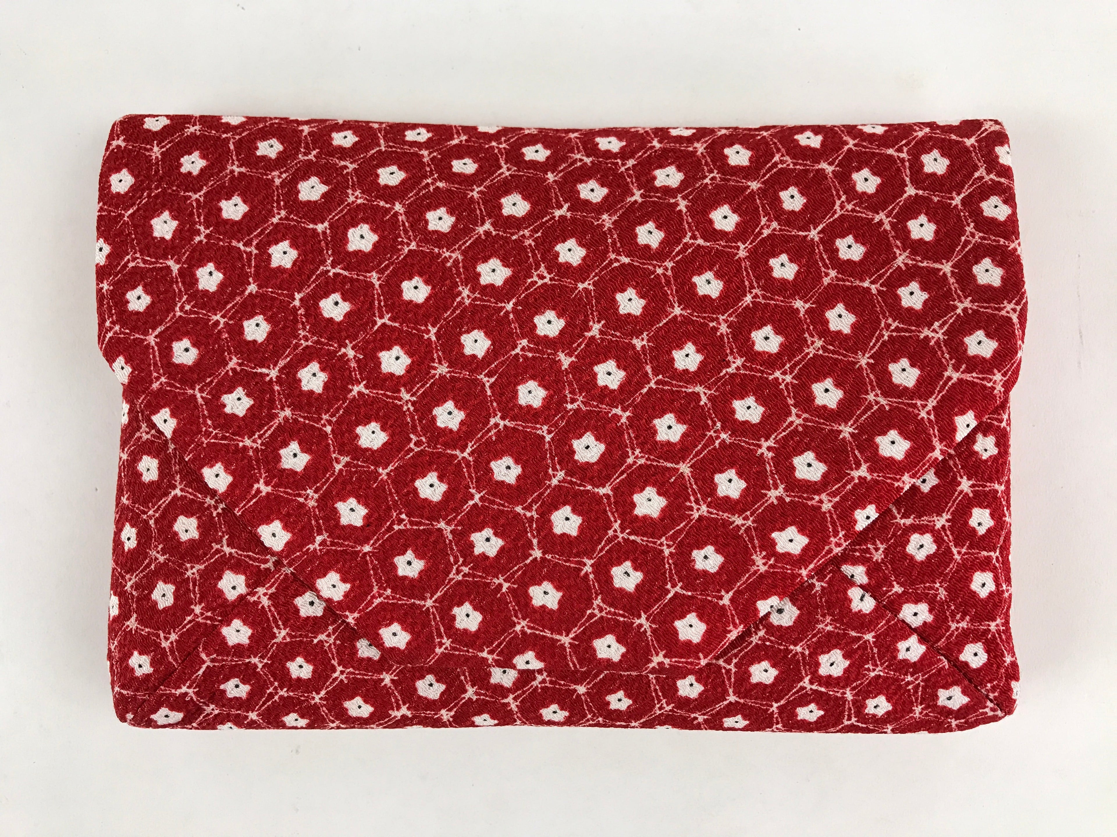 Japanese Kimono Dress Clutch Bag Vtg Red Flowers Ceremony Occasion KB67