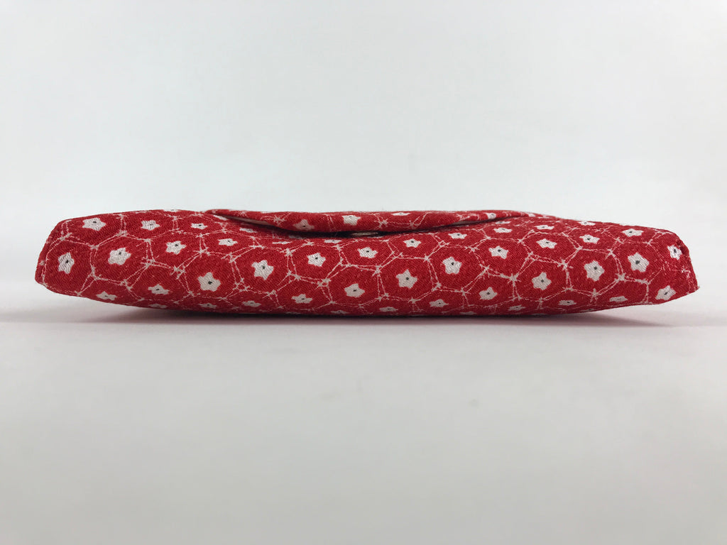 Japanese Kimono Dress Clutch Bag Vtg Red Flowers Ceremony Occasion KB67