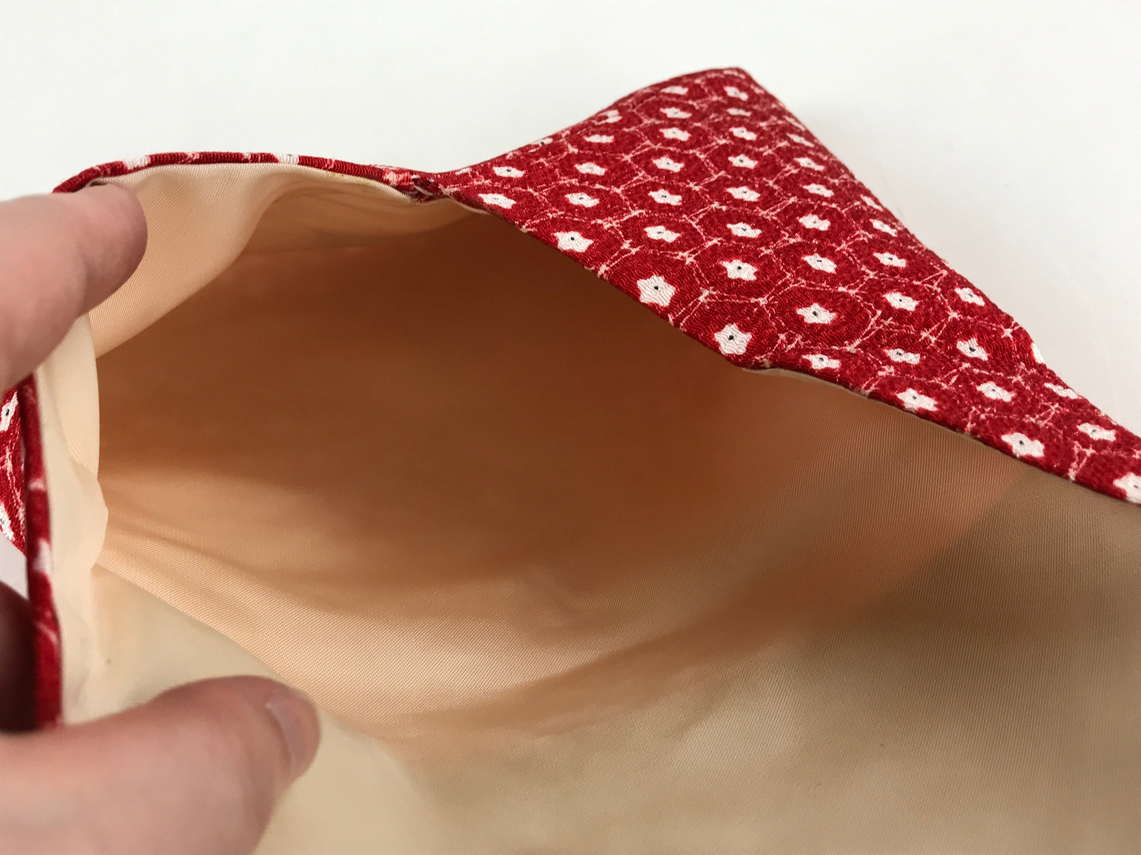 Japanese Kimono Dress Clutch Bag Vtg Red Flowers Ceremony Occasion KB67