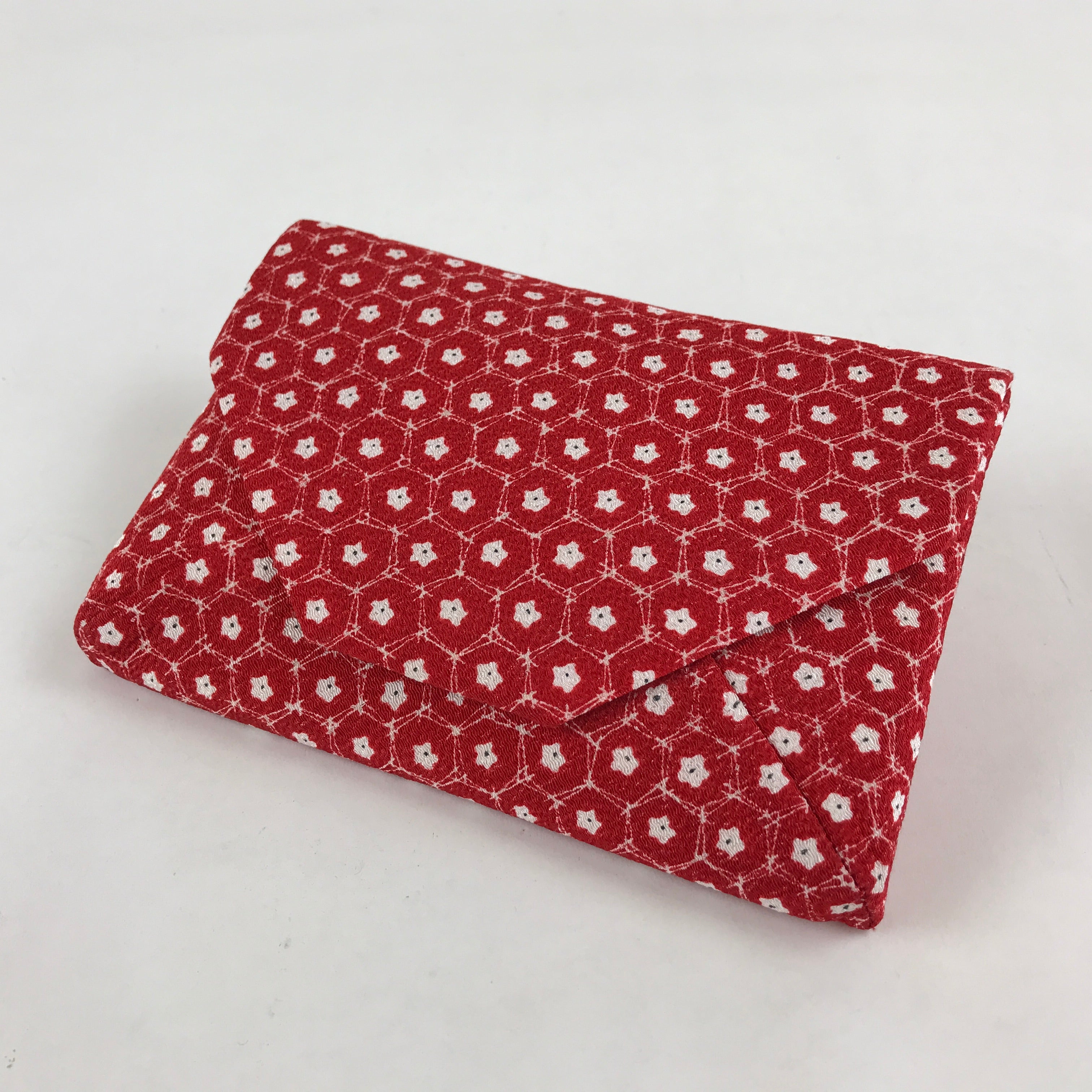 Japanese Kimono Dress Clutch Bag Vtg Red Flowers Ceremony Occasion KB67