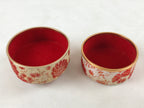 Japanese Kimono Fabric Trinket Box Vtg Round Padded Lid Komono Ire Red JK665