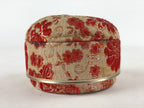 Japanese Kimono Fabric Trinket Box Vtg Round Padded Lid Komono Ire Red JK665