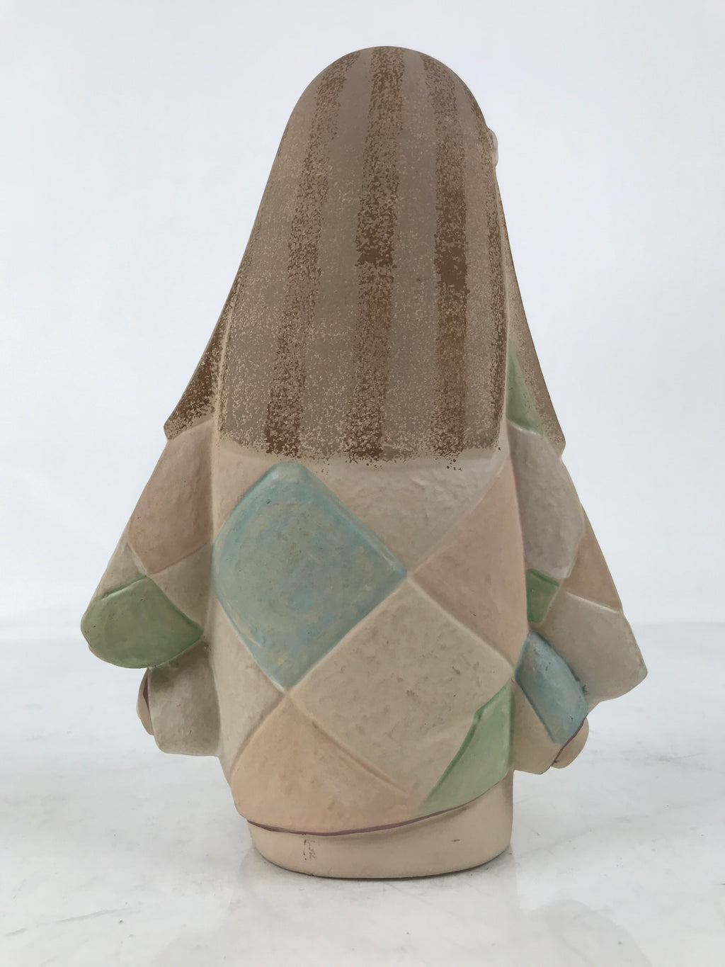 Japanese Kimono Girl Clay Doll Vtg Ningyo Figurine Long Hair Beige ST42