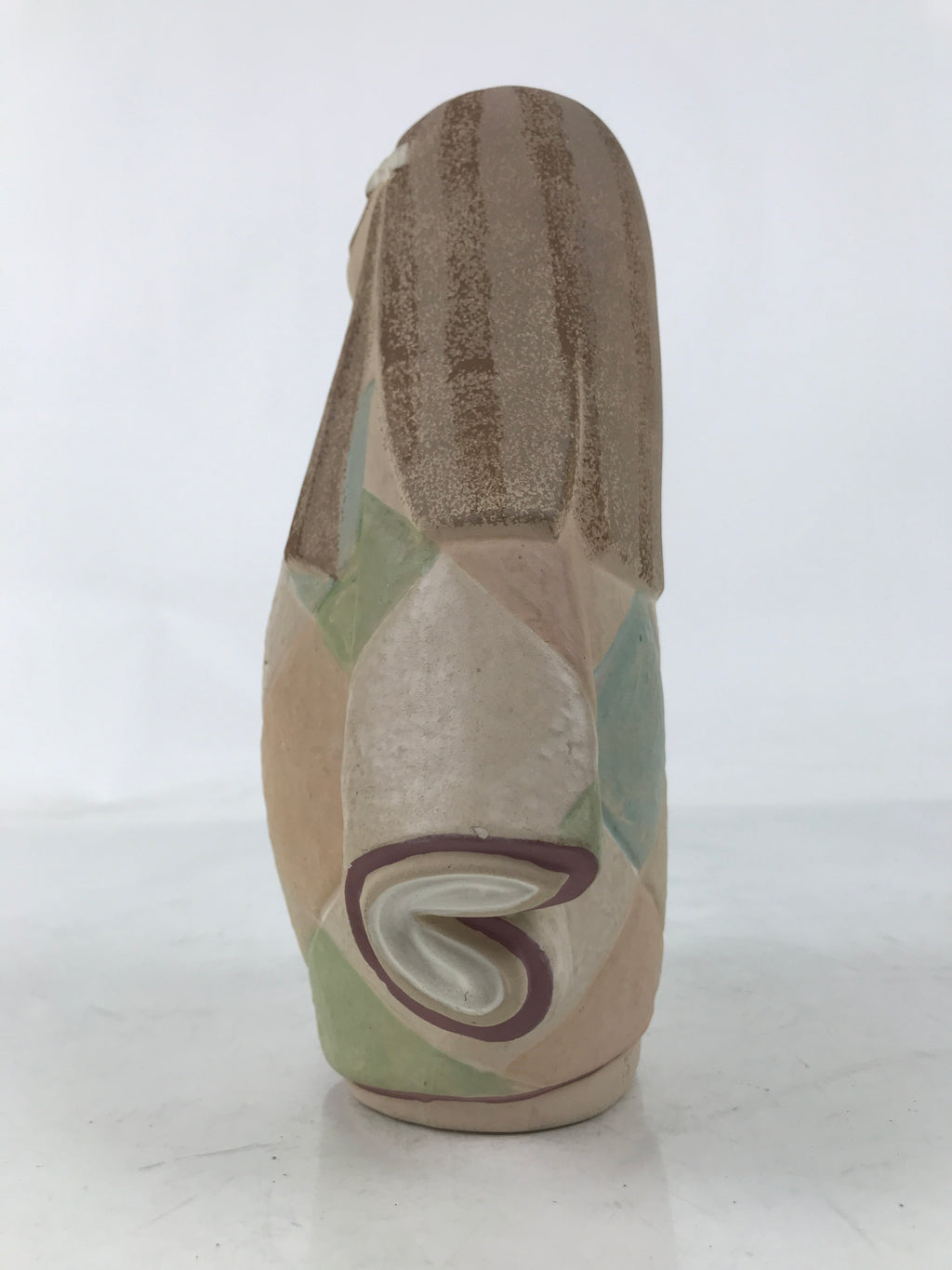Japanese Kimono Girl Clay Doll Vtg Ningyo Figurine Long Hair Beige ST42