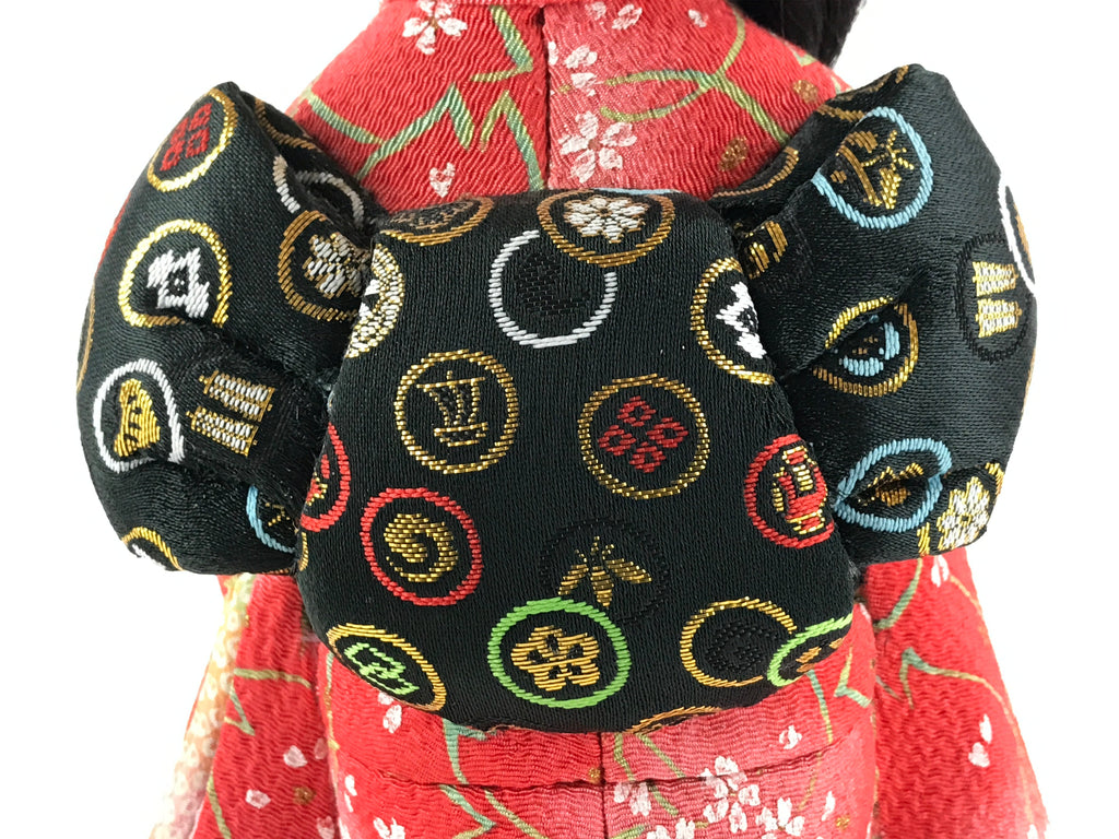 Japanese Kimono Girl Hina Doll Festival Vtg Red Fabric Room Decoration ID508