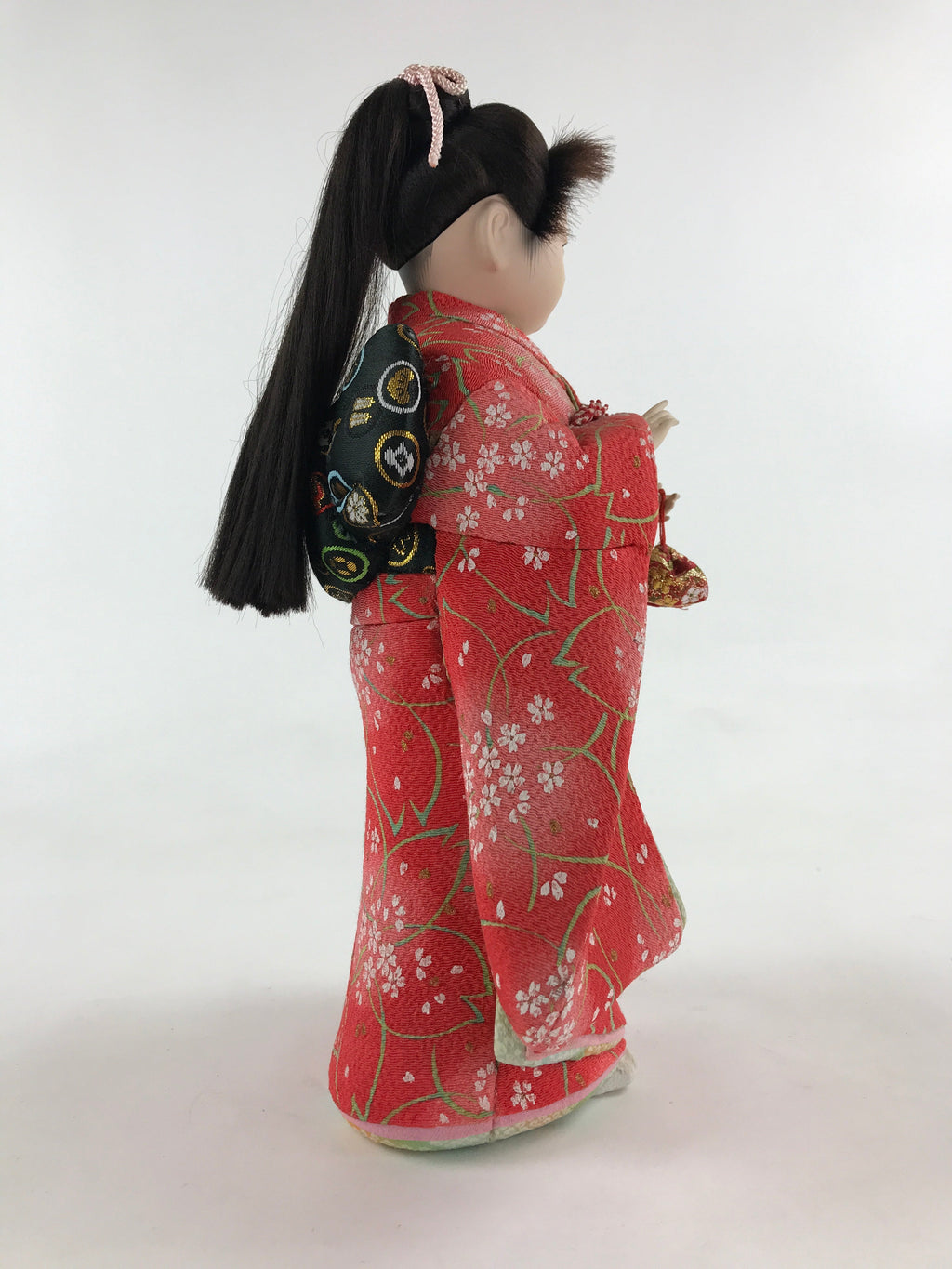 Japanese Kimono Girl Hina Doll Festival Vtg Red Fabric Room Decoration ID508