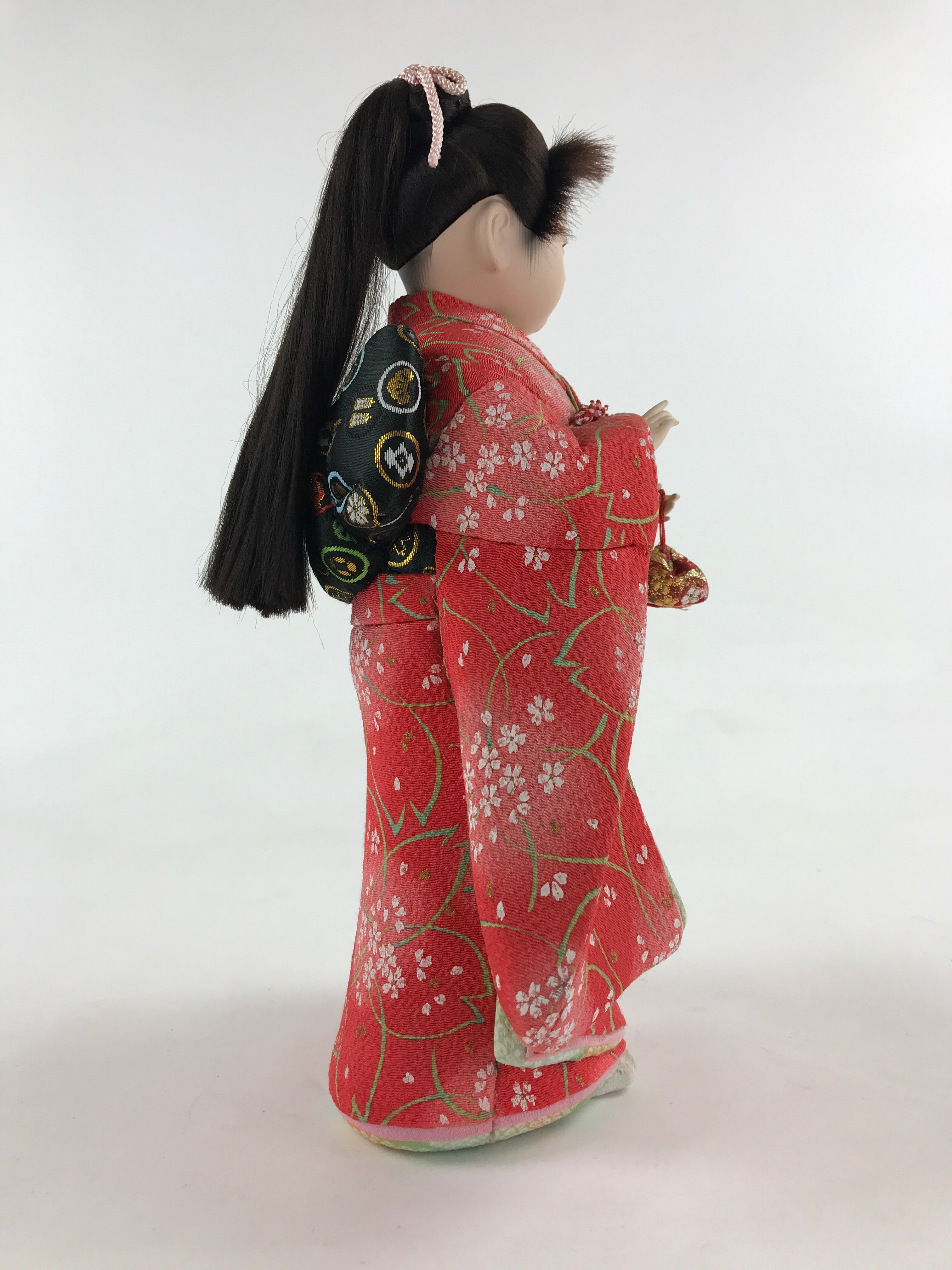 Japanese Kimono Girl Hina Doll Festival Vtg Red Fabric Room Decoration ID508