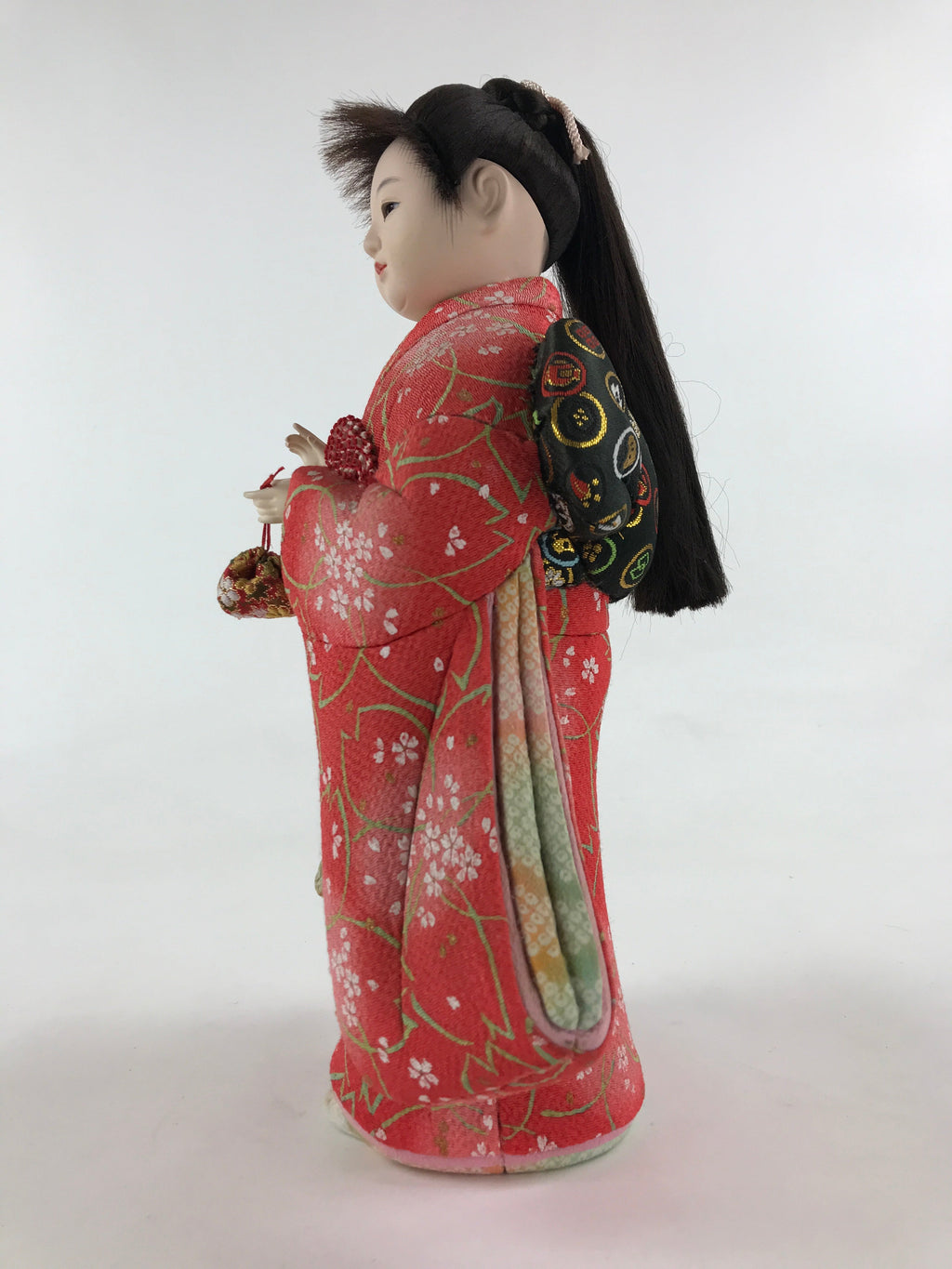 Japanese Kimono Girl Hina Doll Festival Vtg Red Fabric Room Decoration ID508