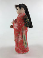 Japanese Kimono Girl Hina Doll Festival Vtg Red Fabric Room Decoration ID508