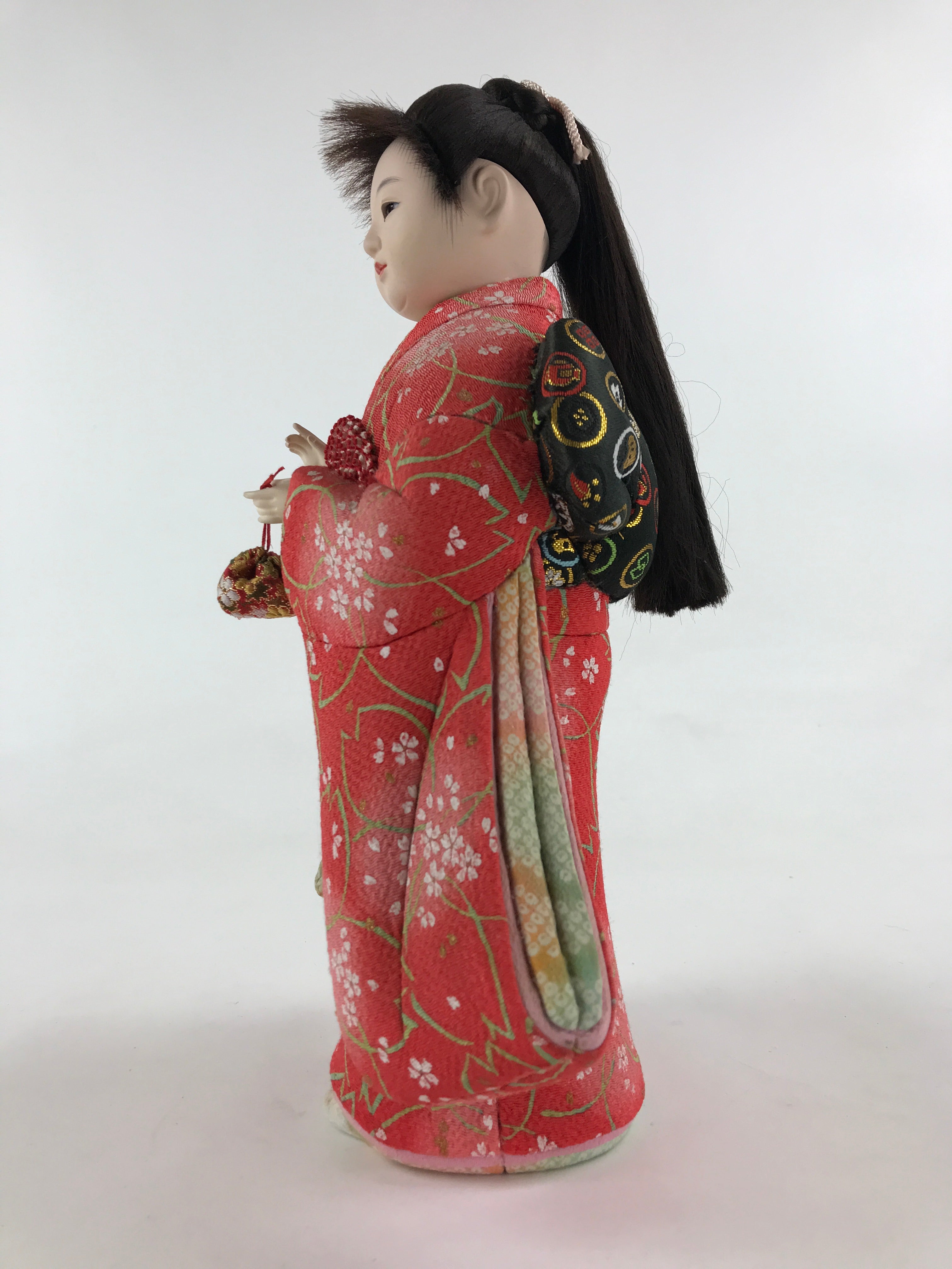 Japanese Kimono Girl Hina Doll Festival Vtg Red Fabric Room Decoration ID508