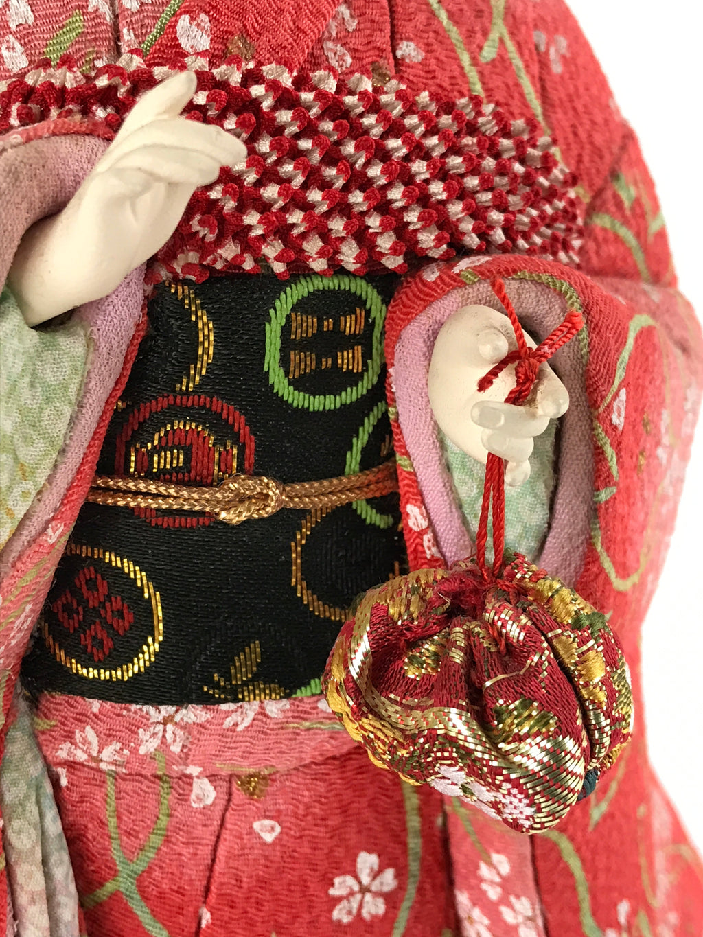 Japanese Kimono Girl Hina Doll Festival Vtg Red Fabric Room Decoration ID508