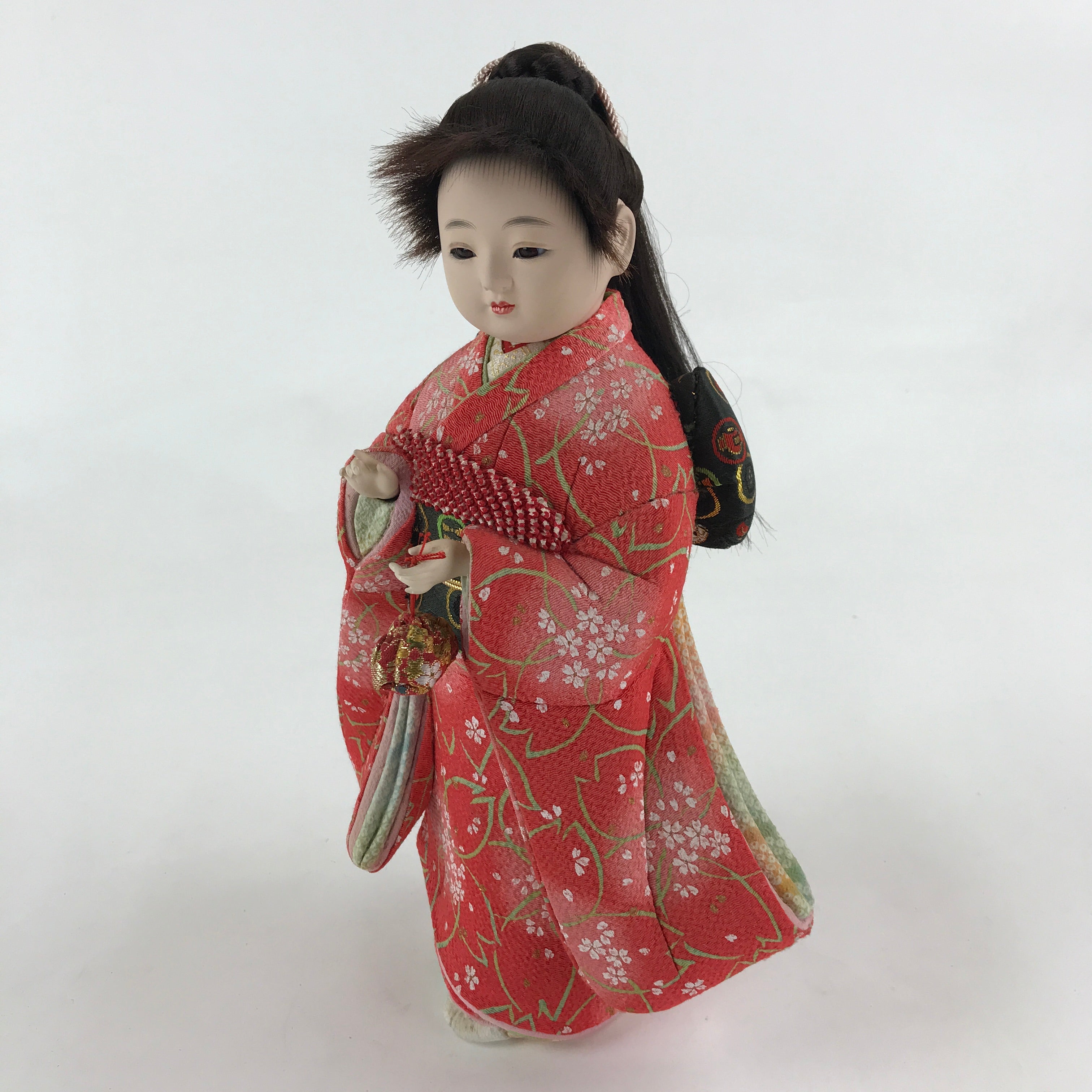 Japanese Kimono Girl Hina Doll Festival Vtg Red Fabric Room Decoration ID508