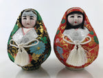 Japanese Kimono Hime Daruma Doll Set Hina Nishiki Girls Festival Red Green ID599