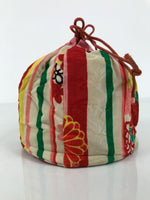 Japanese Kimono Silk Purse Kinchaku-Bukuro Bag Vtg Pouch Floral Red Pink KB98