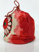 Japanese Kimono Silk Purse Kinchaku-Bukuro Bag Vtg Pouch Floral Red Pink KB98