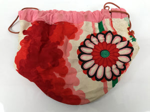 Japanese Kimono Silk Purse Kinchaku-Bukuro Bag Vtg Pouch Floral