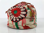Japanese Kimono Silk Purse Kinchaku-Bukuro Bag Vtg Pouch Floral Red Pink KB99