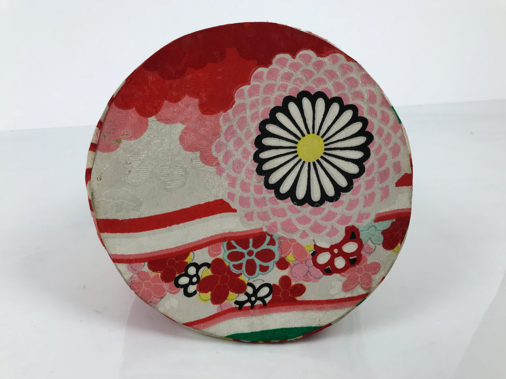 Japanese Kimono Silk Purse Kinchaku-Bukuro Bag Vtg Pouch Floral Red Pink KB99