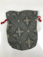 Japanese Kinchaku-Bukuro Bag Vtg Kimono Cloth Purse Pouch Geometric Floral KB95