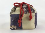 Japanese Kinchaku-Bukuro Drawstring Bag Vtg Kimono Cloth Purse Pouch Flowers KB6